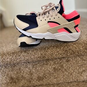 Nike Women's Sneakers - Beige, Pink, and Black